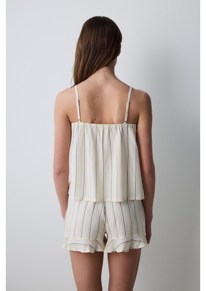 Cute Striped Şortlu Çok Renkli Pijama Takımı