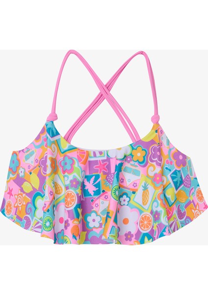 Kız Çocuk Holiday Mode Fırfırlı Bandeau Bikini Takımı