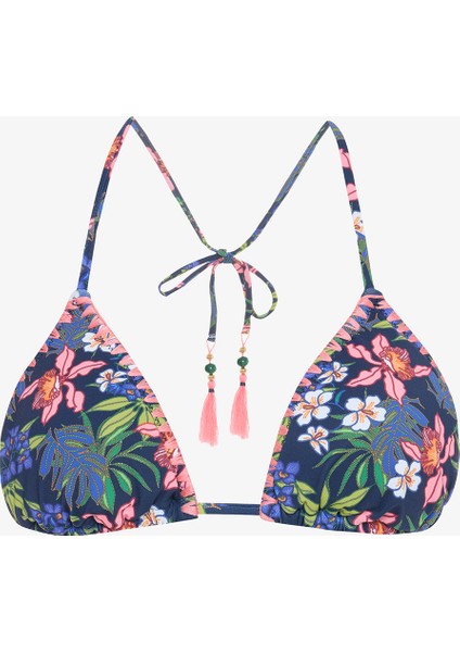Çiçekli Ciele Üçgen Bikini Üstü