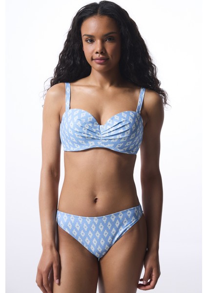 Renkli Nomi Lotus Baklava Desenli Bikini Üstü