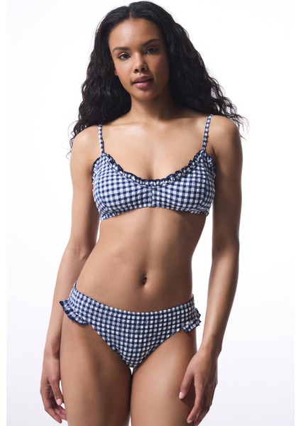 Texas Navy Pötikare Fırfırlı Slip Bikini Altı