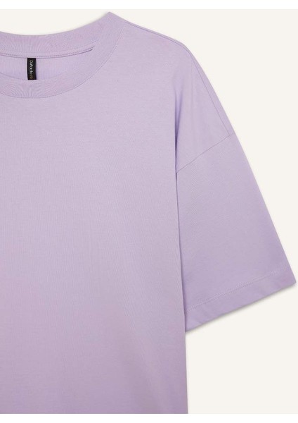 Yeni Sezon Oversize Geniş Kalıp Bisiklet Yaka Basic Düz Penye Kısa Kollu Tişört fiyatları