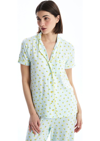 Yeni Sezon Gomlek Yaka Baskili Kadin Pijama Takimi - S5EP06Z8 fiyatları