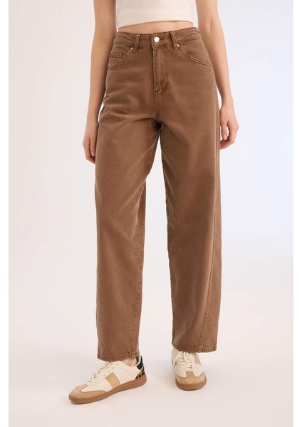 Yeni Sezon Afra x Defacto Coool Baggy Fit Gabardin Pantolon Yıkamalı Cepli Normal Bel