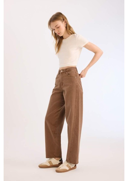 Yeni Sezon Afra x Defacto Coool Baggy Fit Gabardin Pantolon Yıkamalı Cepli Normal Bel fiyatları