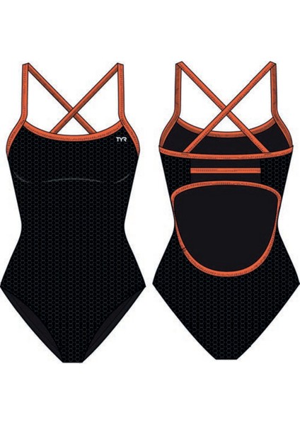Durafast Elite® Tf Kız Çocuk Mayo - Hexa (Siyah/turuncu)