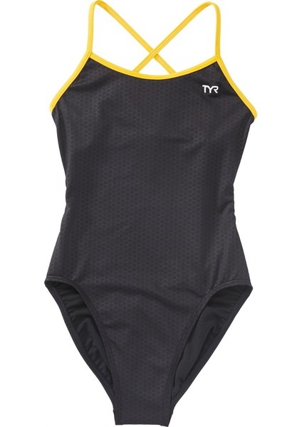 Durafast Elite® Tf Kız Çocuk Mayo - Hexa (Siyah/altın)
