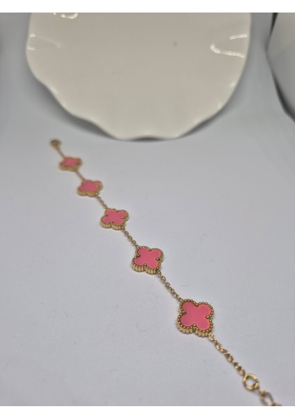 altın Renkli Minimal Yonca Çelik Bileklik fiyatları