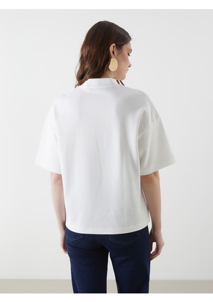 Yeni Sezon Bisiklet Yaka Oversize Kadin Tisort - S5I296Z8