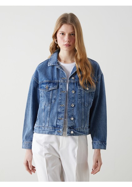 Yeni Sezon Gomlek Yaka Kadin Jean Ceket - S57613Z8