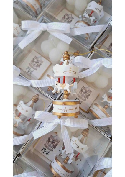 Bebek Hediyelik Ahşap Atlı Karınca,madlen Çikolatq Bubble Mum Set 20 Adet
