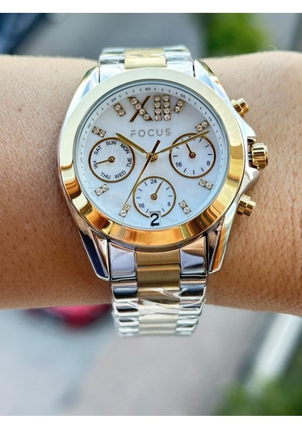 Dual Time Aktif Göstregeler Komple Çelik Spor Şık Kullanıma Uygun Kadın Kol Saati