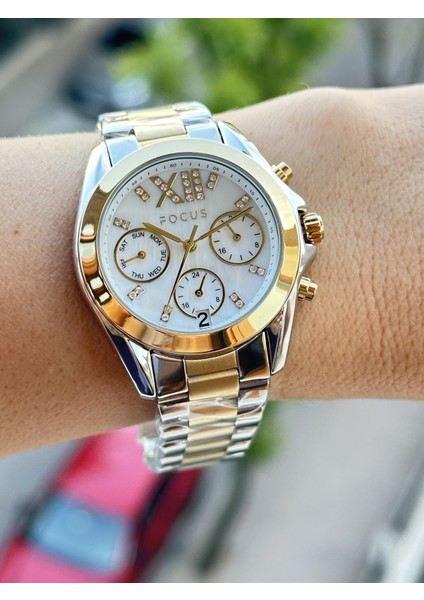 Dual Time Aktif Göstregeler Komple Çelik Spor Şık Kullanıma Uygun Kadın Kol Saati