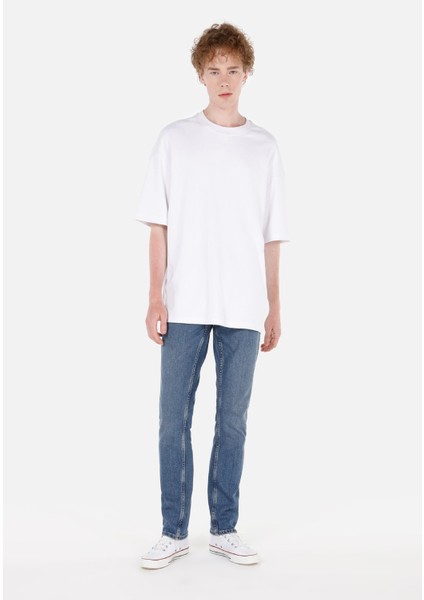 Straight Fit Düşük Bel Düz Paça Erkek Lacivert Jean Pantolon