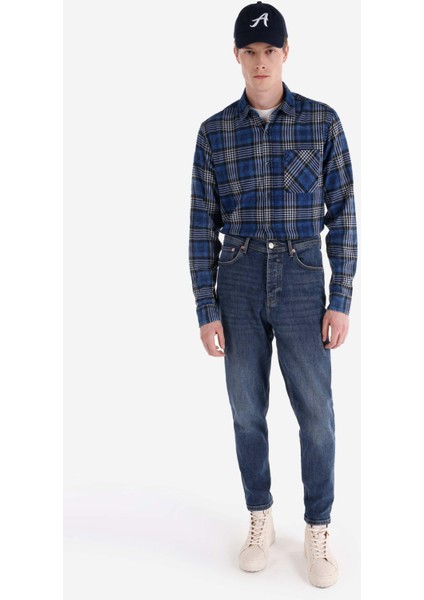 Loose Tapered Fit Erkek Indigo Jean Pantolon