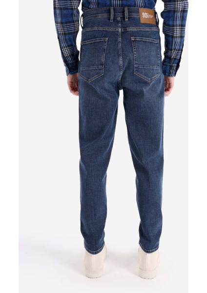 Loose Tapered Fit Erkek Indigo Jean Pantolon fiyatları