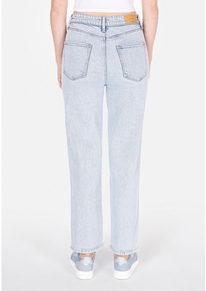 Straight Fit Yüksel Bel Düz Paça Kadın Indigo Jean Pantolon fiyatları