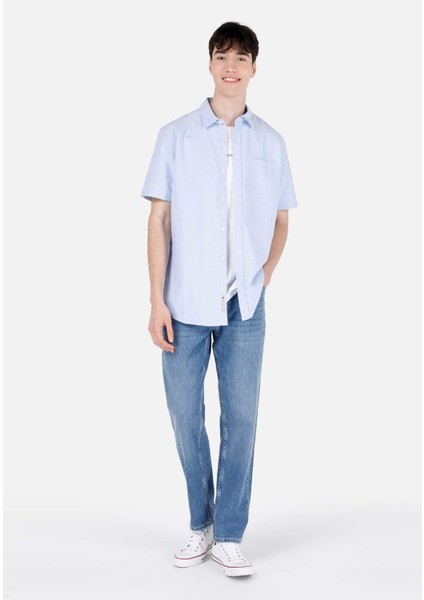 Loose Straight Fit Erkek Indigo Jean Pantolon
