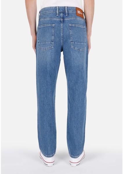Loose Straight Fit Erkek Indigo Jean Pantolon fiyatları