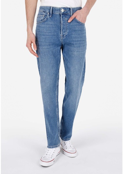 Loose Straight Fit Erkek Indigo Jean Pantolon fırsatları
