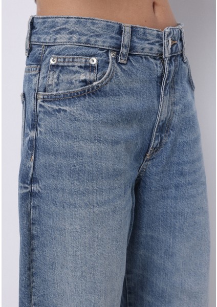 Baggy Fit Kadın Indigo Jean Pantolon indirimleri