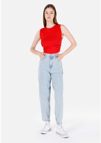 Balloon Fit Kadın Indigo Jean Pantolon