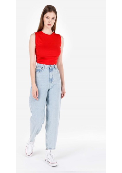 Balloon Fit Kadın Indigo Jean Pantolon