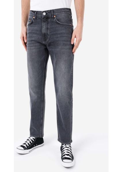 Loose Straight Fit Orta Bel Düz Paça Erkek Gri Jean Pantolon fırsatları