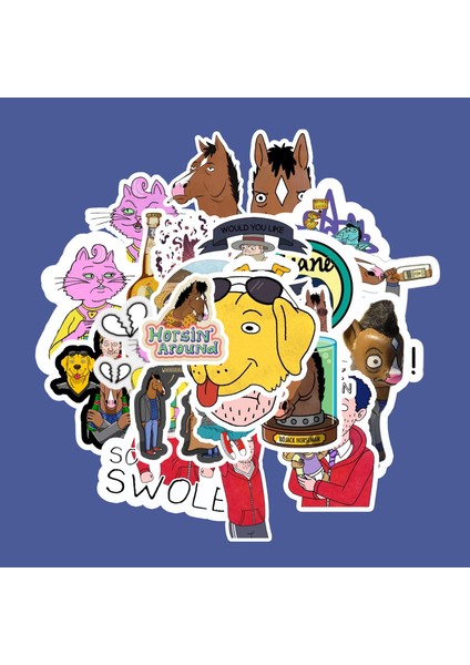 Bojack Horseman Sticker Paketi -Bullet Journal - Ajanda - Planner - Defter - Laptop Etiket Çıkartma Çok Renkli 10 x 15 Paket Boyutu 3 x 5 cm Stickerlar Paket Içeriği 25 Adet Dadi Ramba Sticker