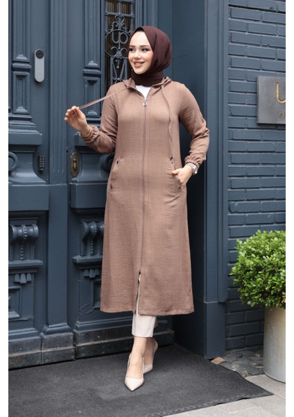 Kapşonlu Camel Tesettür Kap 539C