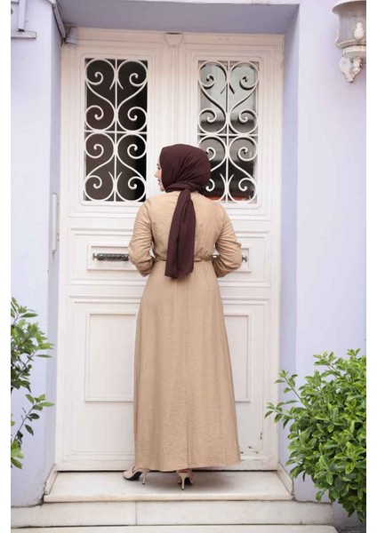 Düğmeli Bisküvi Tesettür Elbise 17131BS fırsatları