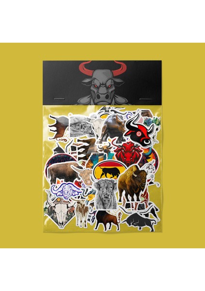 Boğa Sticker Paketi -Bullet Journal - Ajanda - Planner - Defter - Laptop Etiket Çıkartma Çok Renkli 10 x 15 Paket Boyutu 3 x 5 cm Stickerlar Paket Içeriği 25 Adet Dadi Ramba Sticker