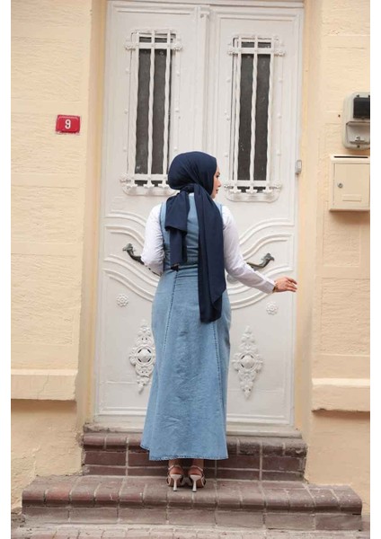 Kot Mavi Tesettür Jile Elbise 7182M fırsatları