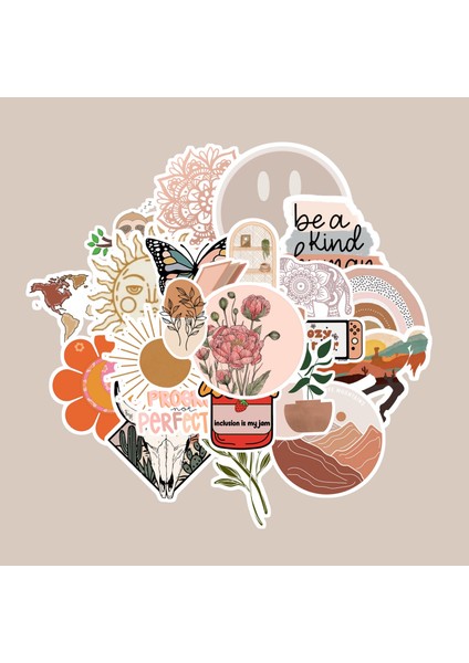 Boho Sticker Paketi -Bullet Journal - Ajanda - Planner - Defter - Laptop Etiket Çıkartma Çok Renkli 10 x 15 Paket Boyutu 3 x 5 cm Stickerlar Paket Içeriği 25 Adet Dadi Ramba Sticker