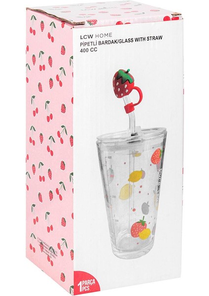 Lcw Home Baskılı Pipetli Cam Bardak 400 ml (S5)