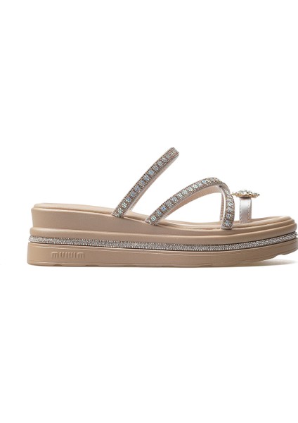 Kadın Taş Detaylı Topuklu Parmak Arası Günlük Terlik 25Y 25Y398-2 Z