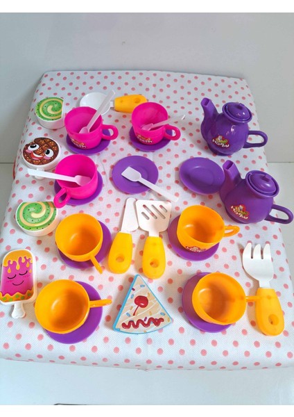 Evcilik ve Mutfak Setleri 33 Parça Pasta ve Mutfak Set Misafircilik Oyuncaklar 2 Çay Set Oyuncak