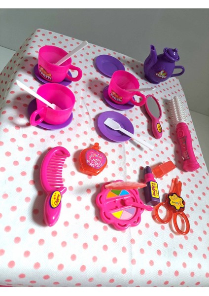 Evcilik ve Mutfak Setleri 22 Parça Güzellik Makyaj Set Misafircilik Oyuncakları Çay Seti Oyuncak Set