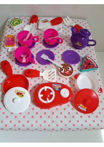 Evcilik ve Mutfak Setleri 28 Parça Ocak ve Mutfak Set Misafircilik Oyuncakları Çay Seti Oyuncak Set