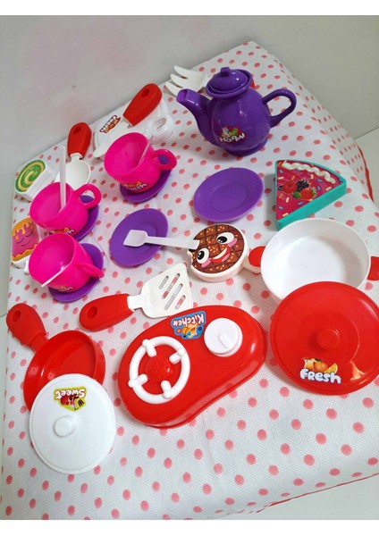 Evcilik ve Mutfak Setleri 28 Parça Ocak ve Mutfak Set Misafircilik Oyuncakları Çay Seti Oyuncak Set
