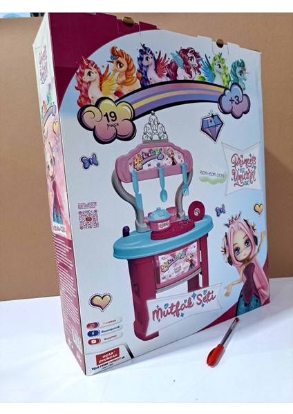 Evcilik Oyuncak Mutfak Seti Mega Boy 70X45X28CM Ayaklı Tezgah Mutfak Malzemeleri Açılır Dolaplı