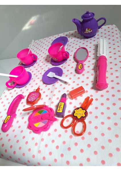 Evcilik ve Mutfak Setleri 22 Parça Güzellik Makyaj Set Misafircilik Oyuncakları Çay Seti Oyuncak Set