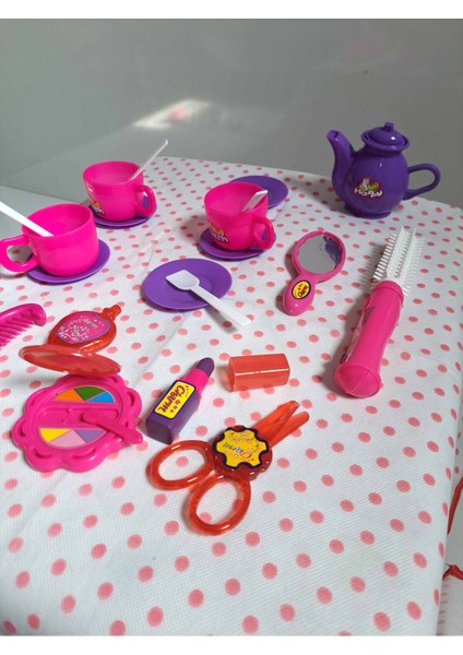 Evcilik ve Mutfak Setleri 22 Parça Güzellik Makyaj Set Misafircilik Oyuncakları Çay Seti Oyuncak Set