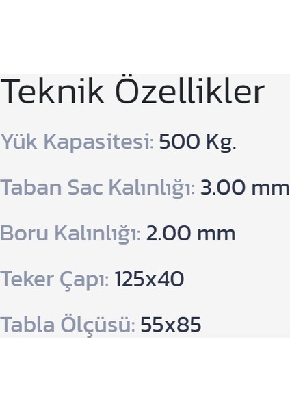 Ibtaş 500 kg Yük Paket Eşya Kargo Malzeme Ürün Taşıma Arabası 55X85CM fiyatları