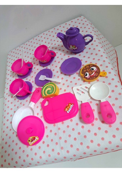 Evcilik ve Mutfak Setleri 21 Parça Tatlı ve Mutfak Set Misafircilik Oyuncakları Çay Seti Oyuncak Set
