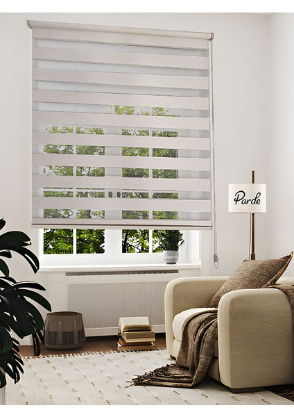 Yaşam Serisi Ithal Kumaş Ekru Bambu Zebra Stor Perde