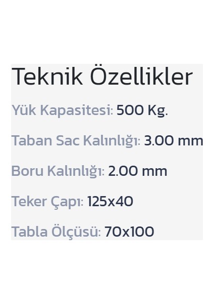 Ibtaş 500 kg Yük Paket Eşya Kargo Malzeme Ürün Taşıma Arabası 70X100CM fiyatları