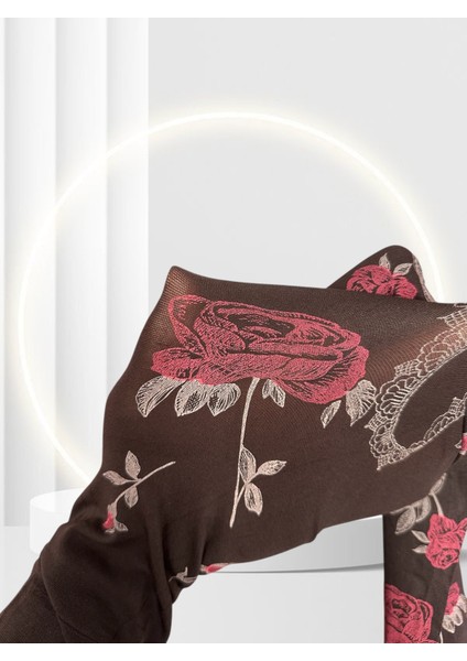 Grisi Alya Çiçek ve Dantel Desenli 40 Den Baskılı Vintage Külotlu Çorap (Made In Italy)