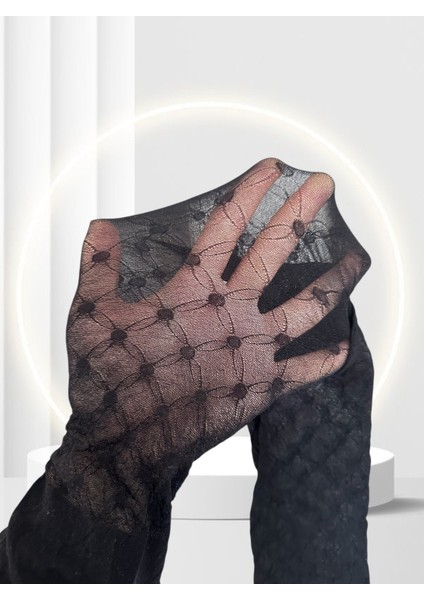 Sardun 20 Den Puantiyeli Kare Desenli Burunsuz Ağlı Külotlu Çorap modelleri