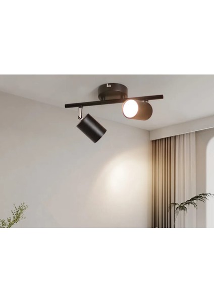 Mylights Ampullü Ikili LED Spot Aplik Avize Armatür Harekli Metal Gün Işı LED Ampul Dahildir Hareketli Başlık